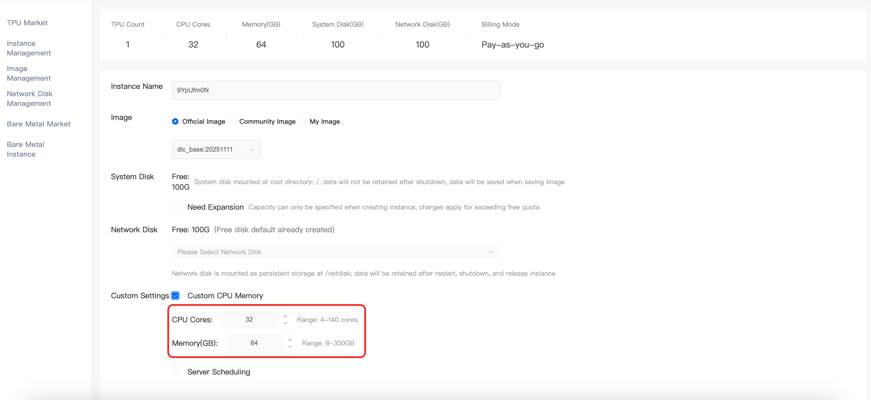 Compute Market Specification Card