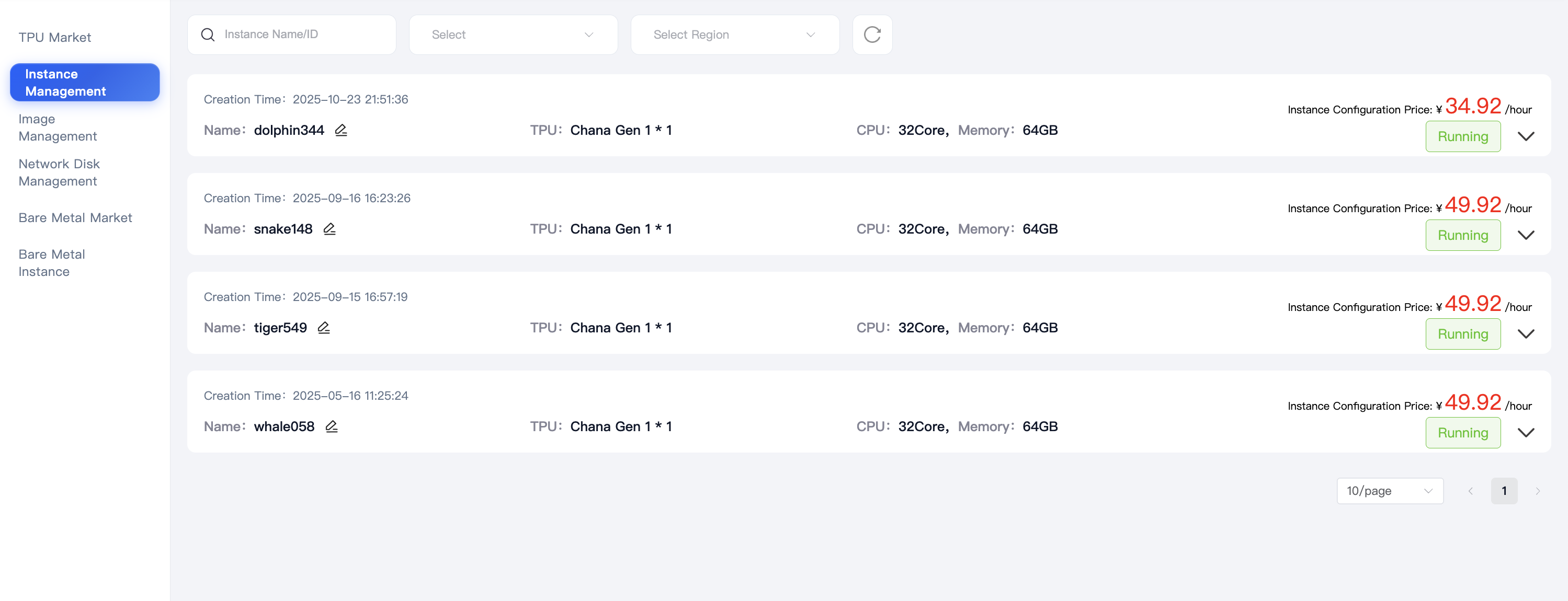 Instance Management List